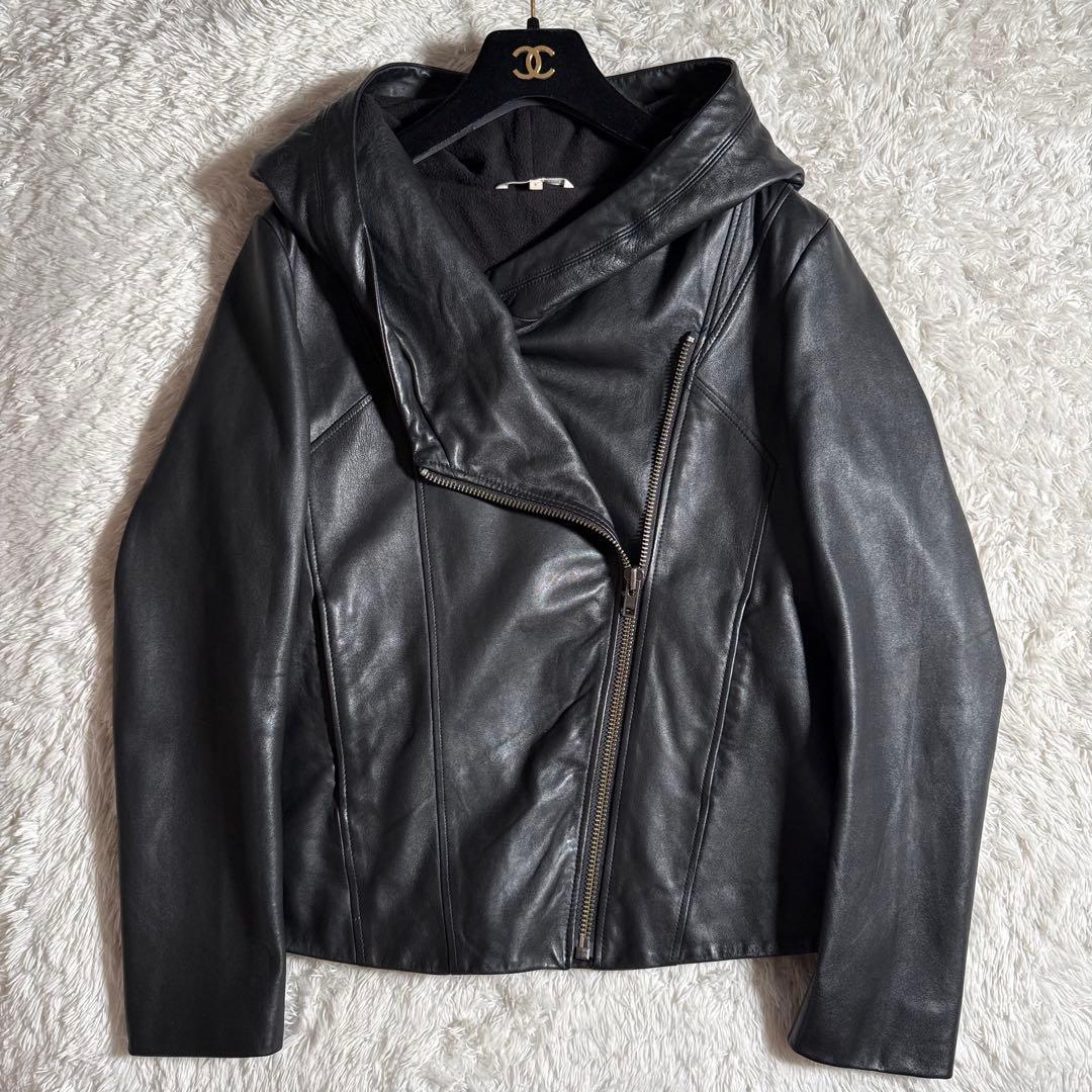 HALMUT LANG ヘルムートラング ラムレザージャケット フーディ L