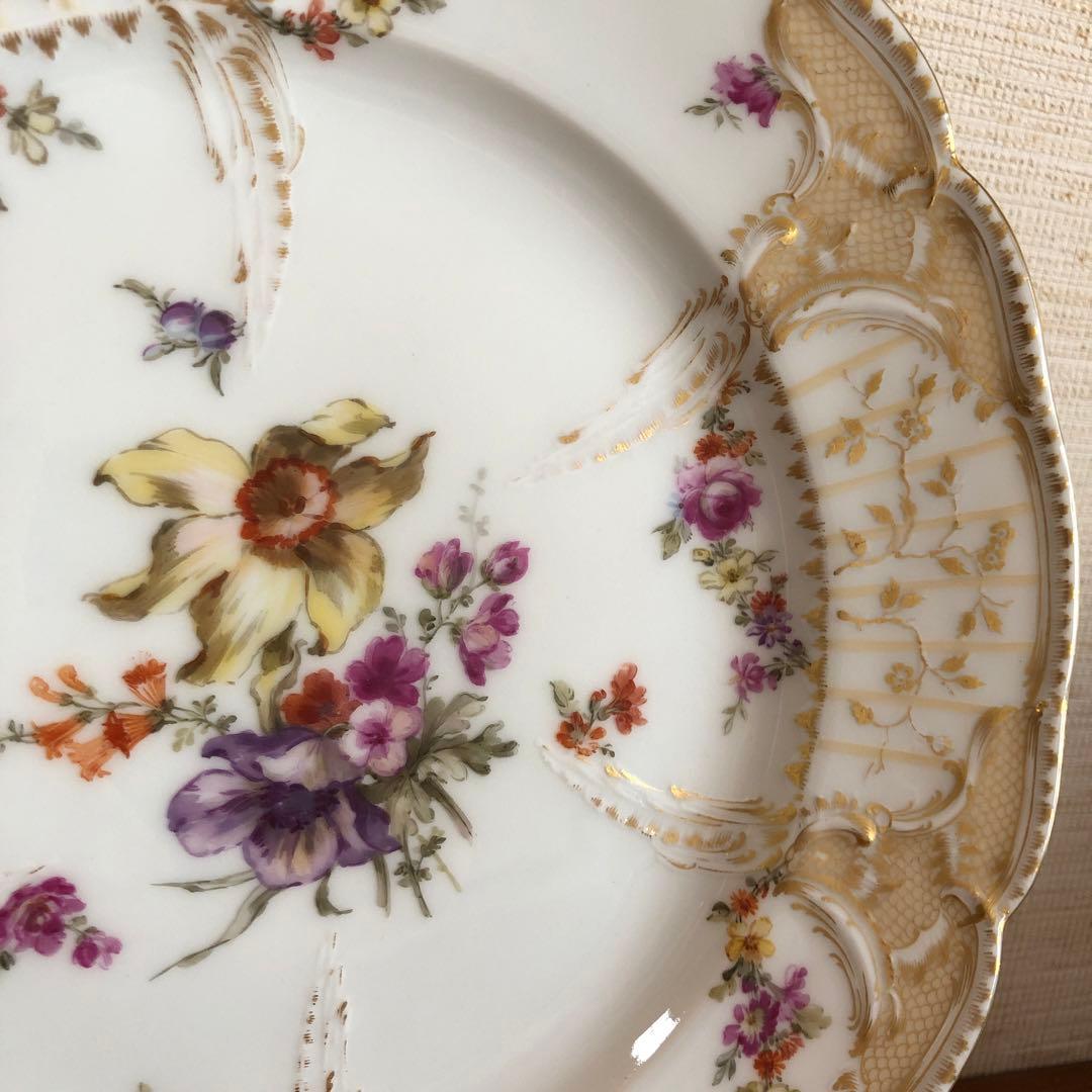 オールドKPM ベルリン 金彩フラワーブーケ皿