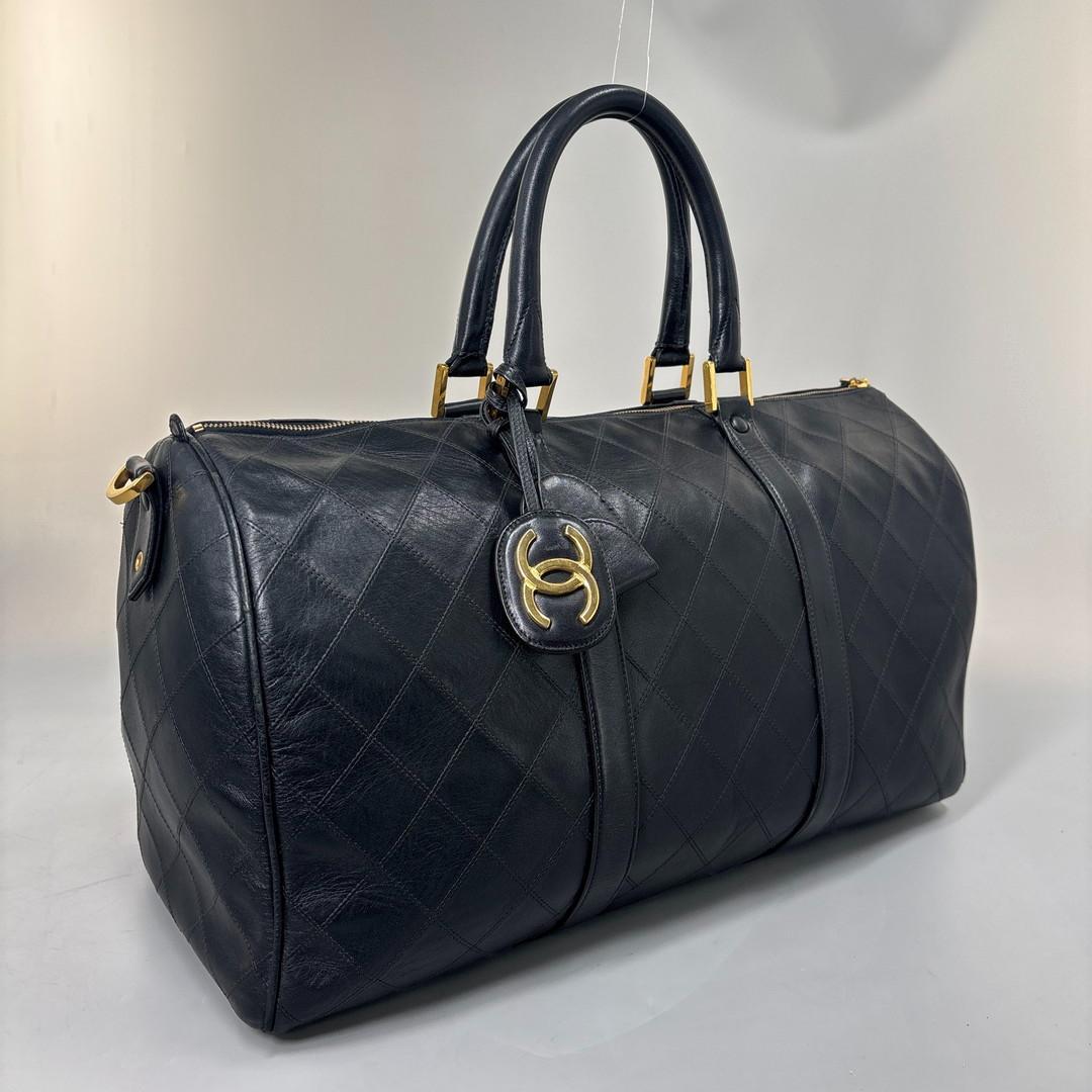 超極美品 シャネル ビコローレ ボストンバッグ ココマーク レザー ブラック