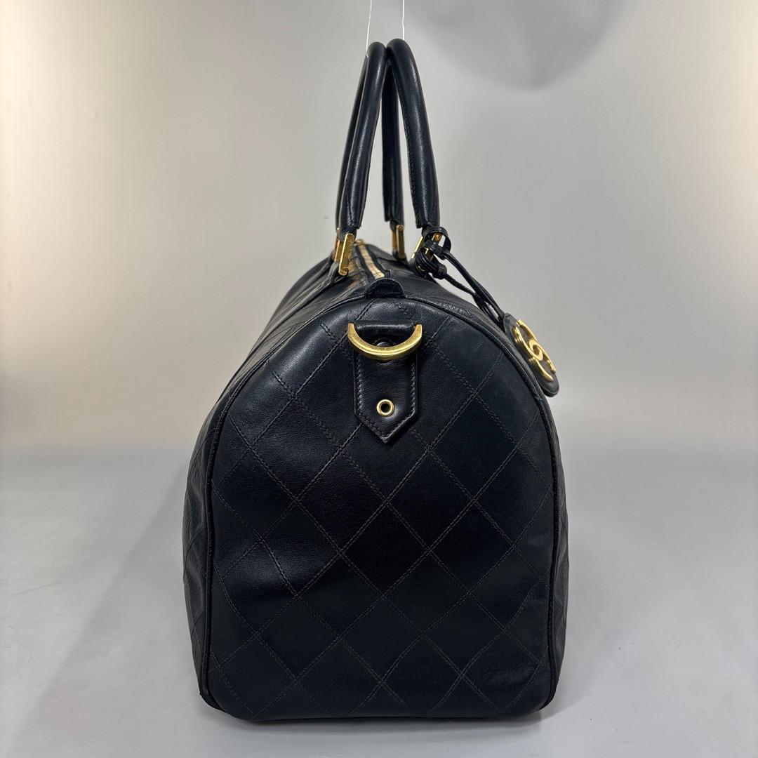 超極美品 シャネル ビコローレ ボストンバッグ ココマーク レザー ブラック
