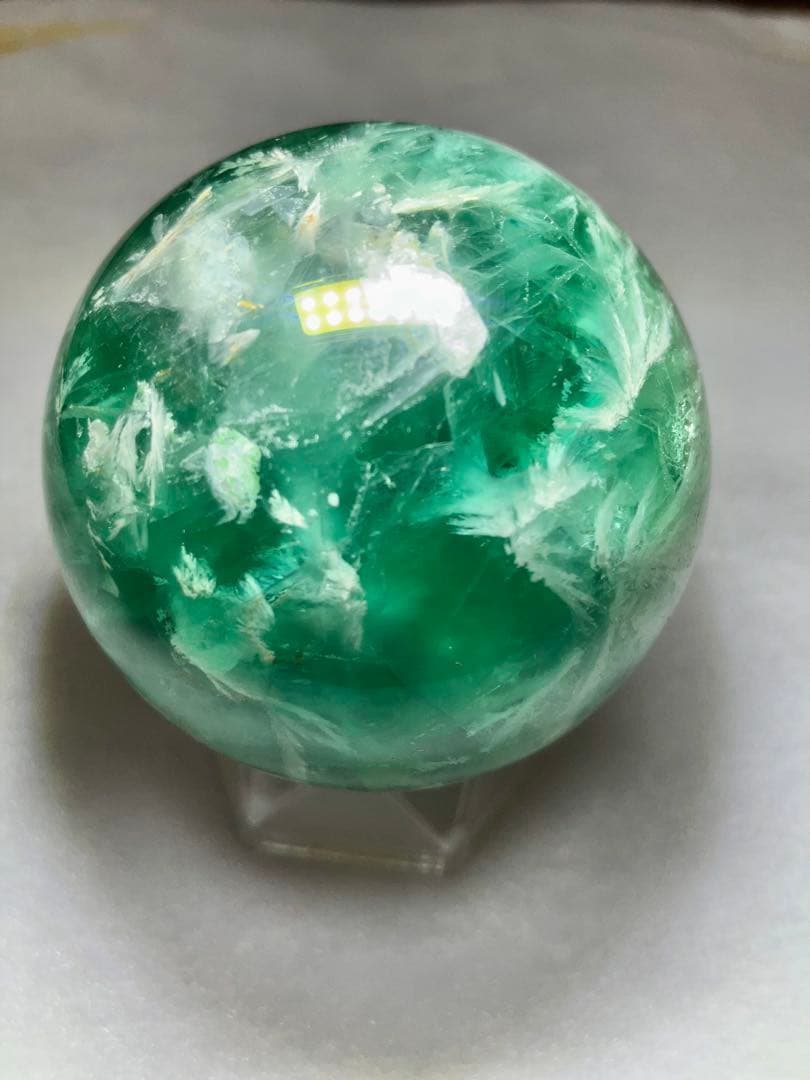 高品質 エンジェルフェザーインフローライトスフィア 66.9mm 台座付