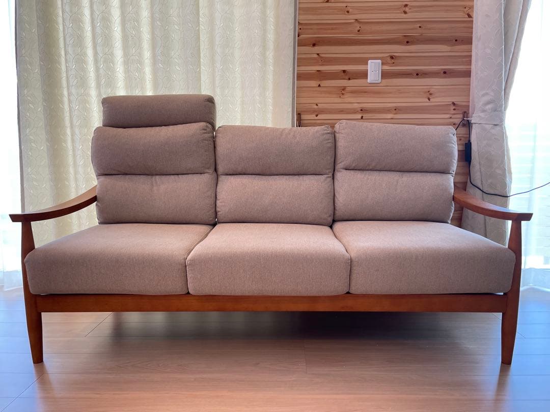 北欧風3人掛けソファ ベージュ