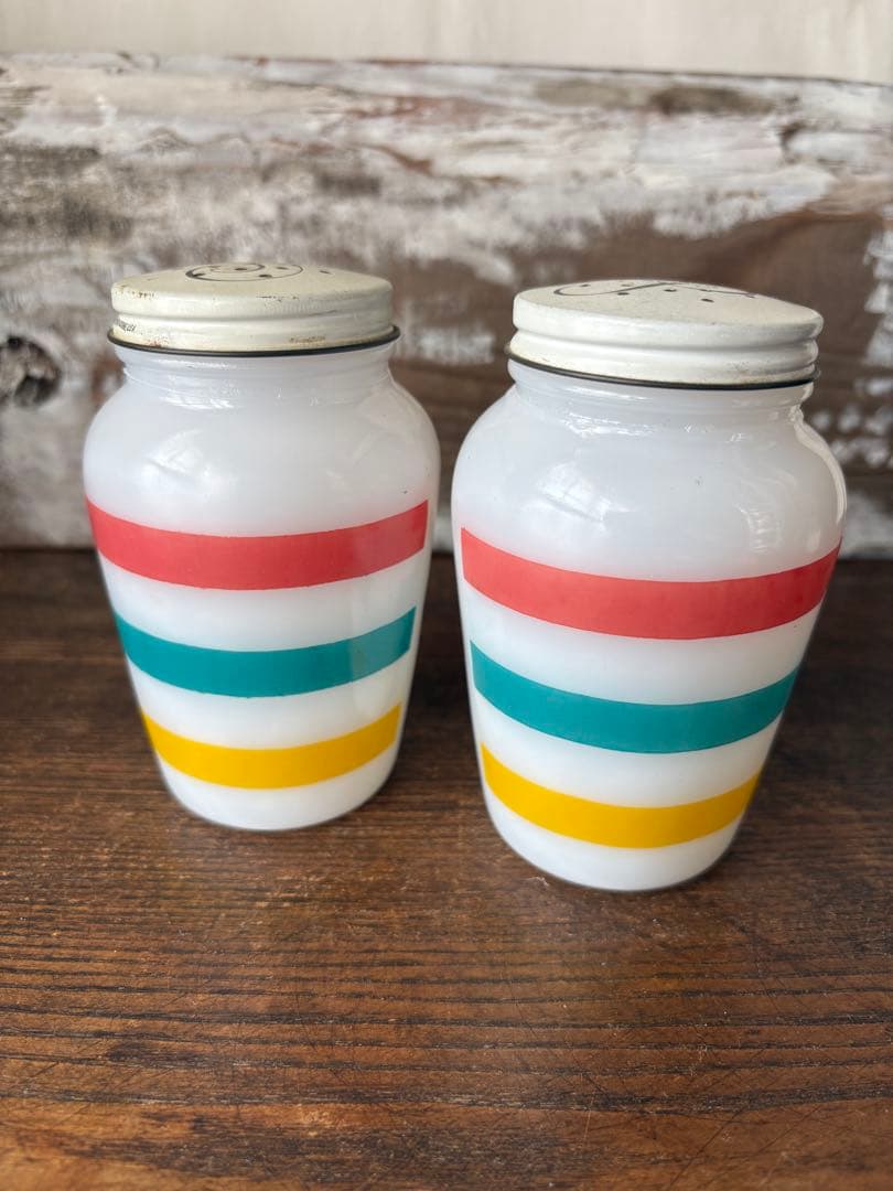 ファイヤーキング (訳あり)ビンテージ ストライプ ソルト＆ペッパー セット