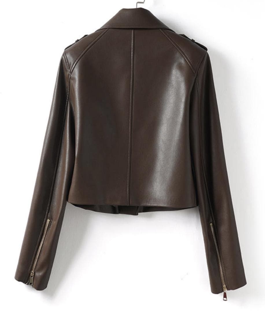 新品 限定レディース上質 本革↑ラムレザージャケットブラウン☆ラムレザーコート