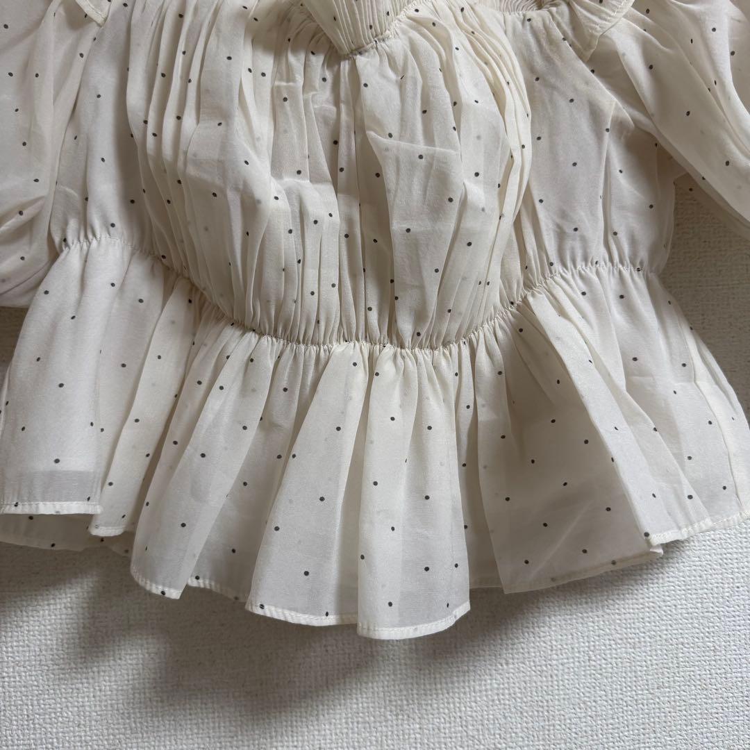 SNIDEL Sustainableギャザーオフショルブラウス ドット