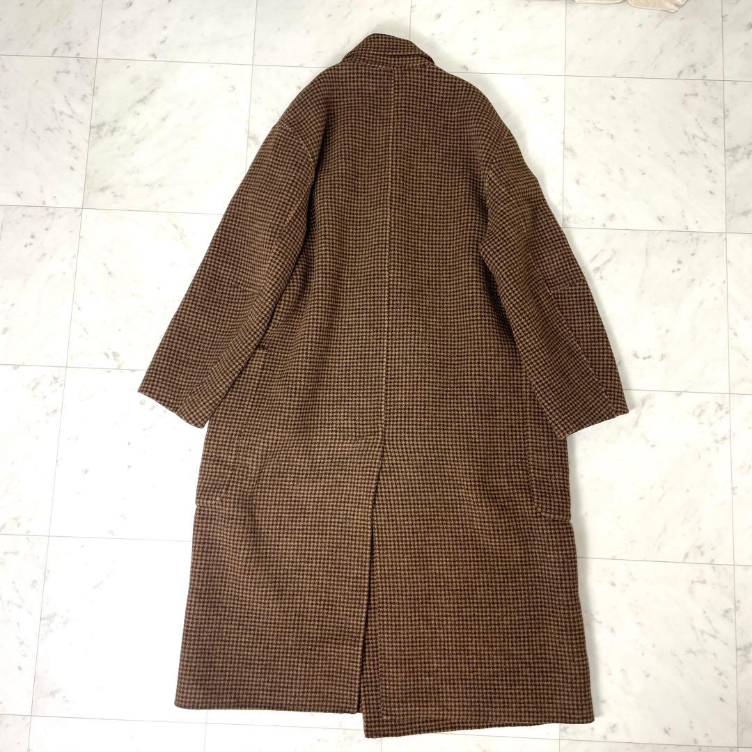 専用【美品】トゥデイフル オーバーチェックコート ウール ロング 38 茶