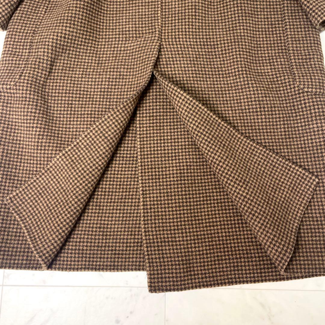 専用【美品】トゥデイフル オーバーチェックコート ウール ロング 38 茶