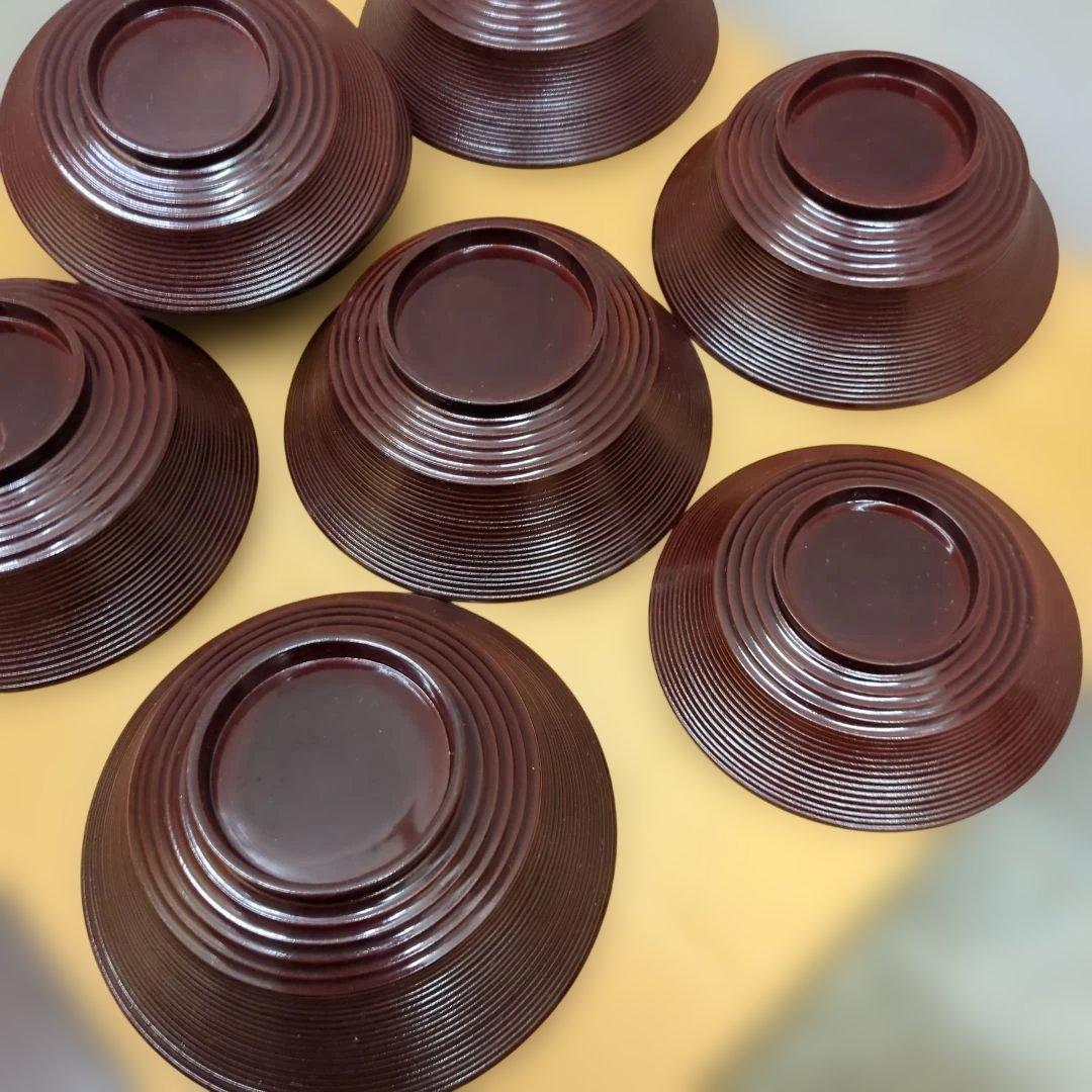 骨董　蓋付き椀　お椀　大振り　蒔絵　海老　若松　南天　木製　漆器　5つ〜