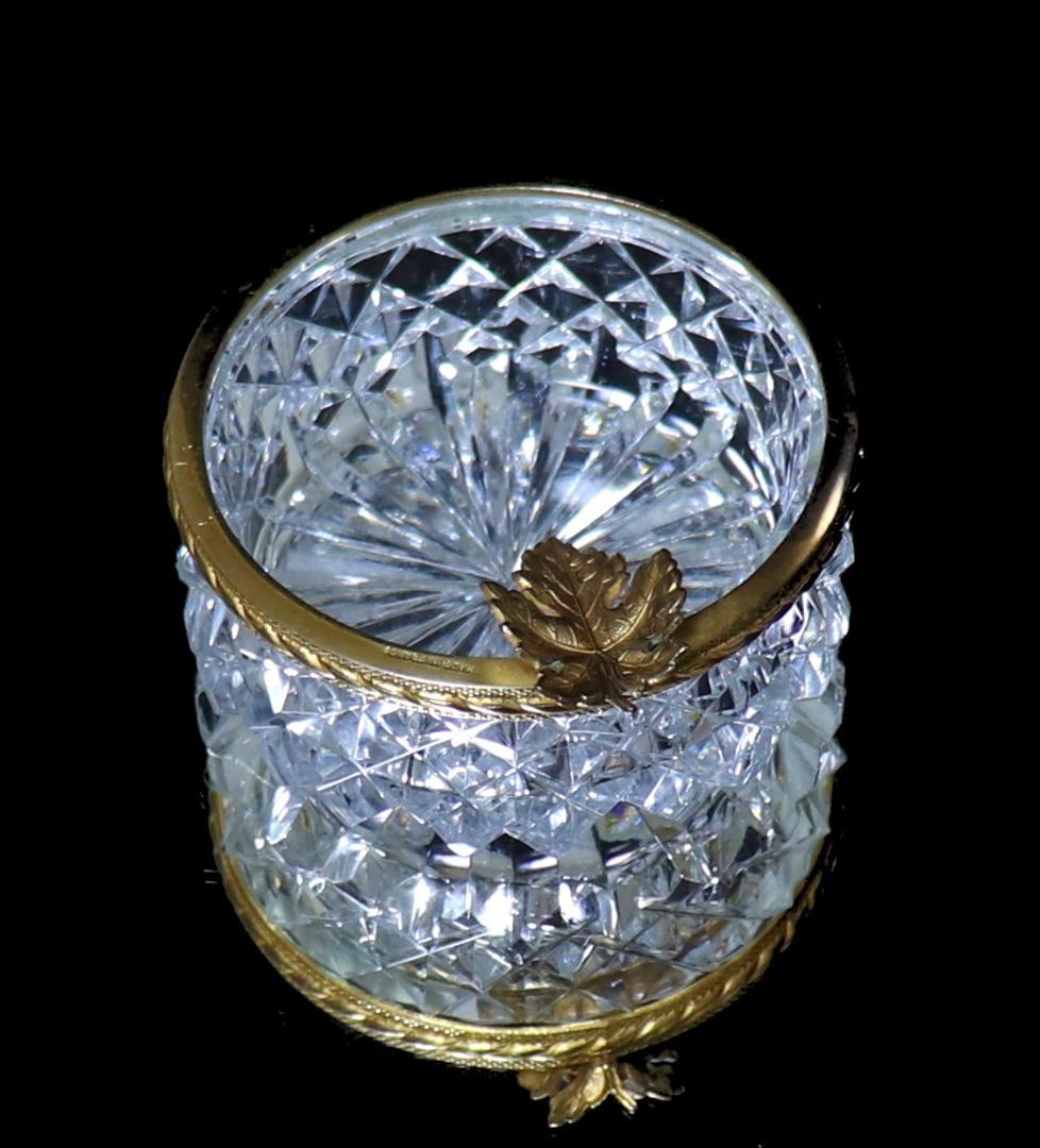 オールド・バカラ 極稀少 ブロンズ装飾 丸型切子レリーフ灰皿 ディアマン・ビゾー