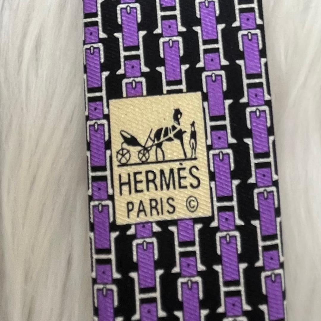 エルメスネクタイ　新品未使用品✨HERMES シルク100％　パープル