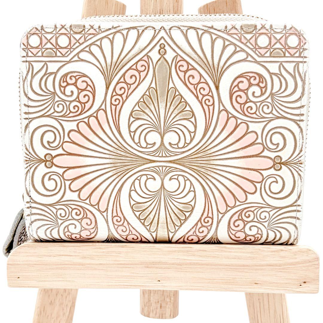 文庫屋大関 日本製 ロカイユ ベビーピンク ぐるっとファスナー ラウンドジップ