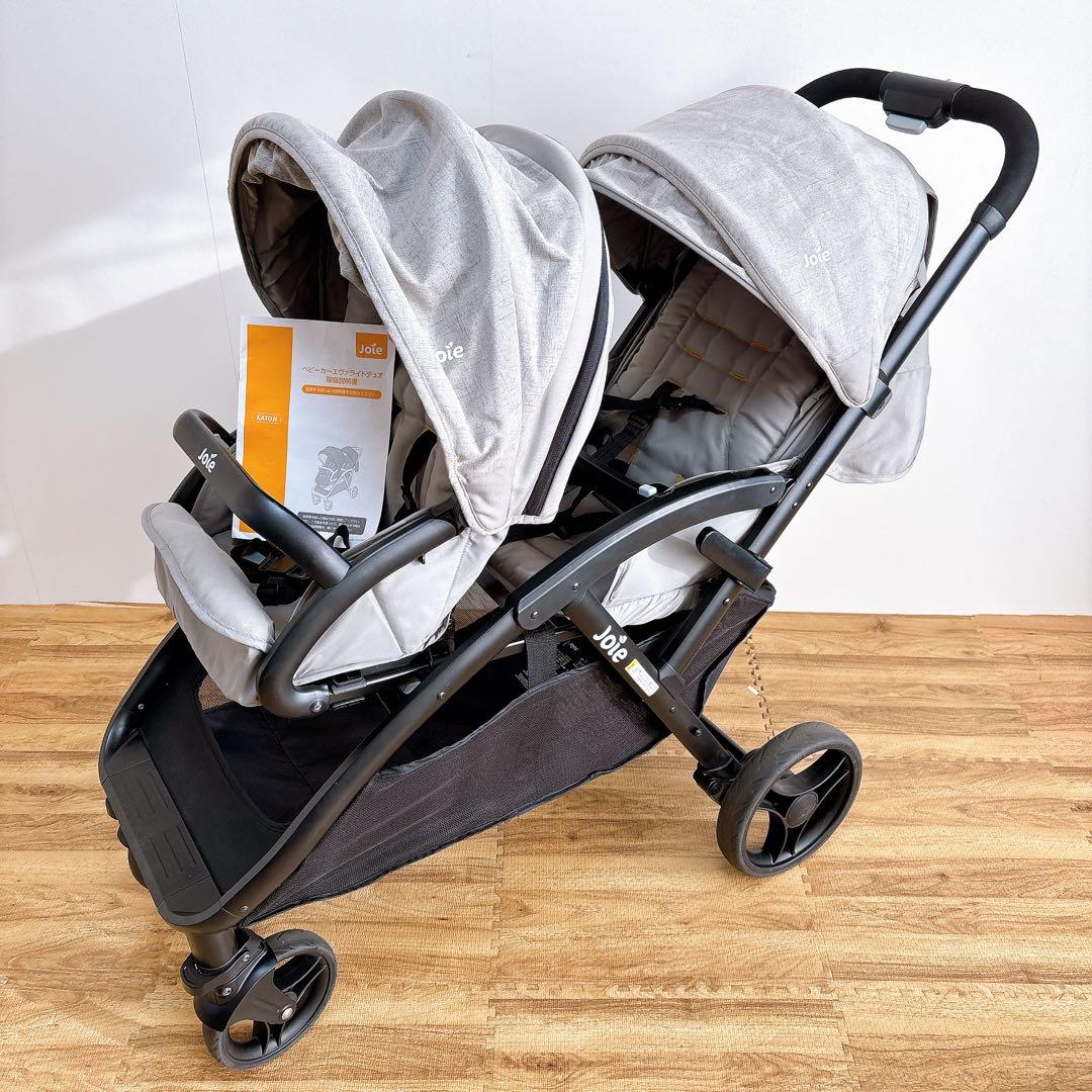【美品】Joie 2人乗りベビーカー エヴァライトデュオ　グレー