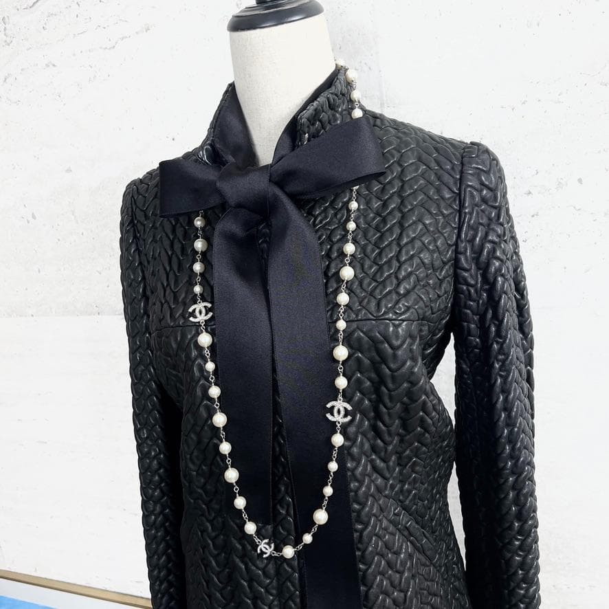 極美品★CHANEL★極レア★本革ラムレザー★リボン★ライダース★ジャケット