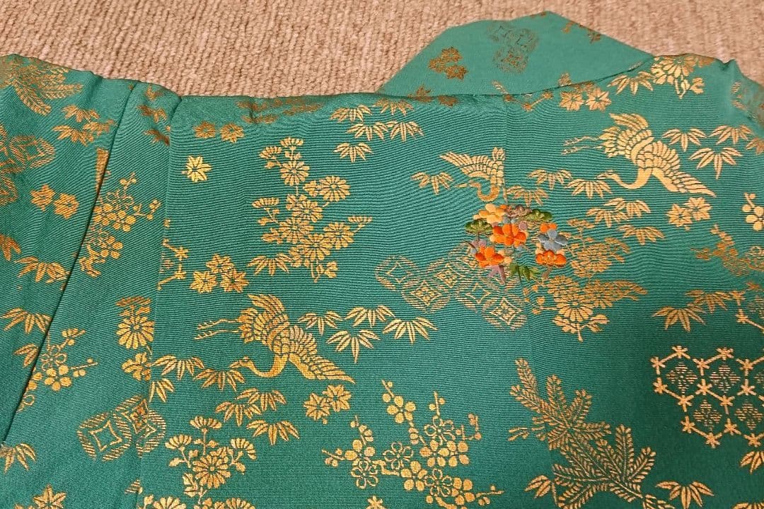 七五三 花紋小鴨金箔 子ども 着物 女の子