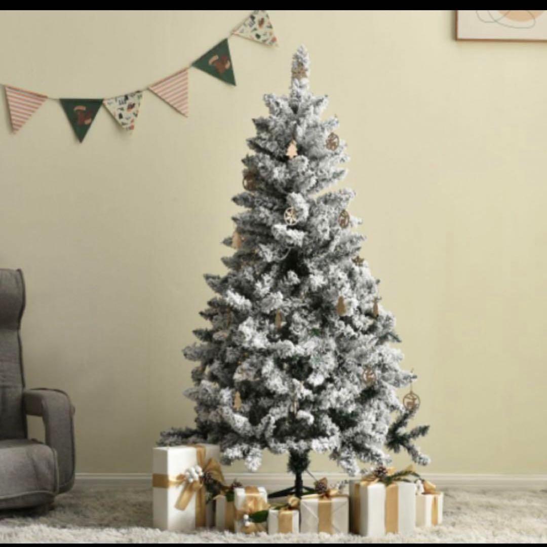 ホワイトクリスマスツリー スノーツリー LEDライト付き 180cm ツリー