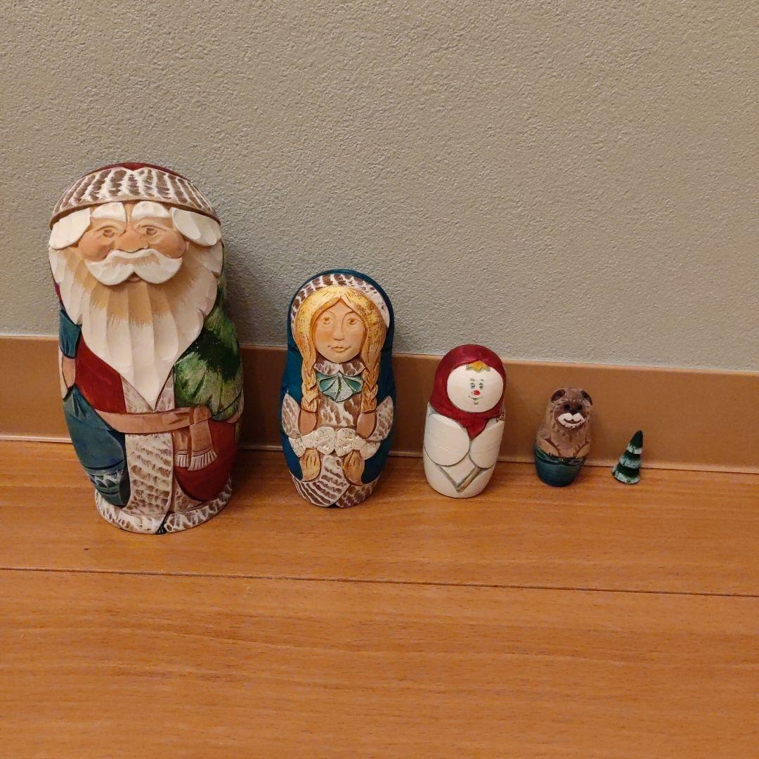 マトリョーシカ　サンタクロース　北欧　木彫り