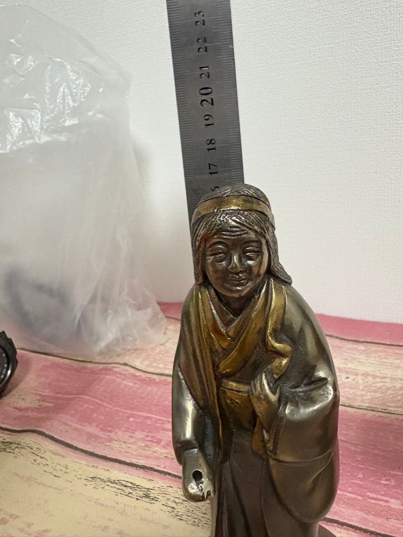 極上 和彫高砂 日本の伝統的金属製人形 置物