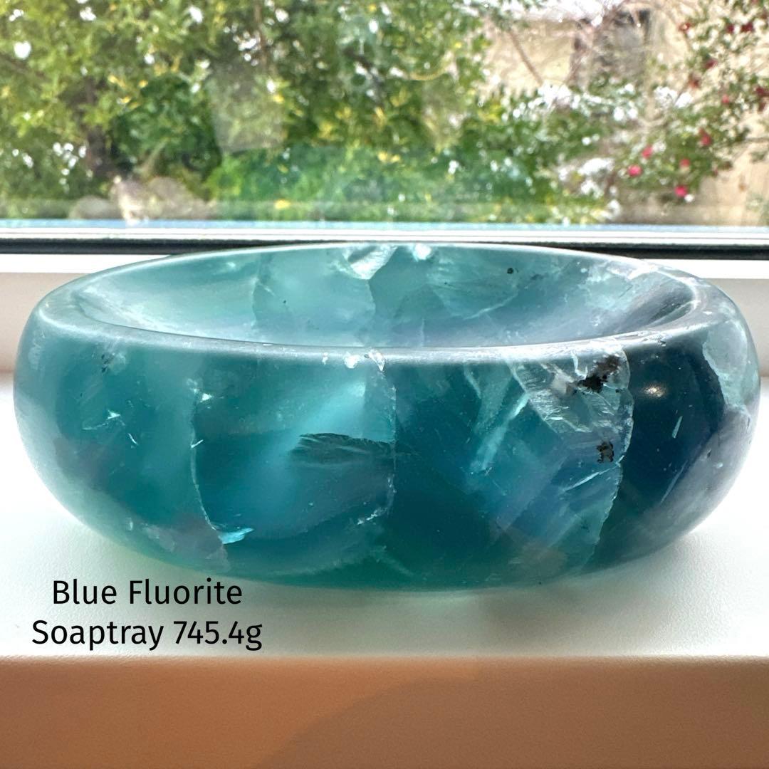 ブルーフローライト　石鹸置き　ソープトレー　フローライト　天然石