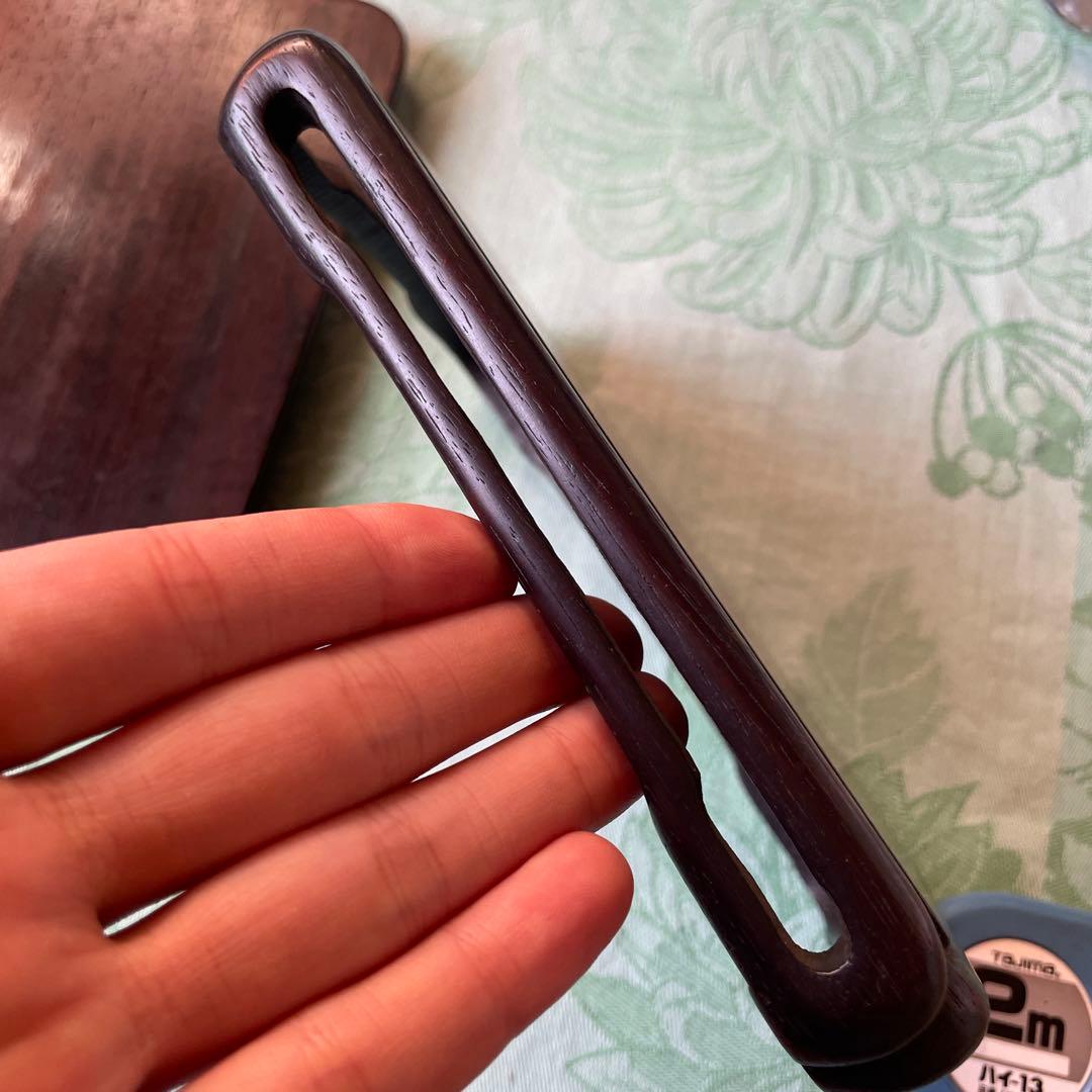 唐木 花台　紫檀系 天然木 透かし彫り 飾台 盆栽 華道　 2点セット