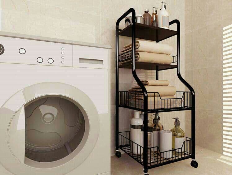 キッチンラック多層可動プーリ床式リビング小型きょう雑物電子レンジオーブン収納5