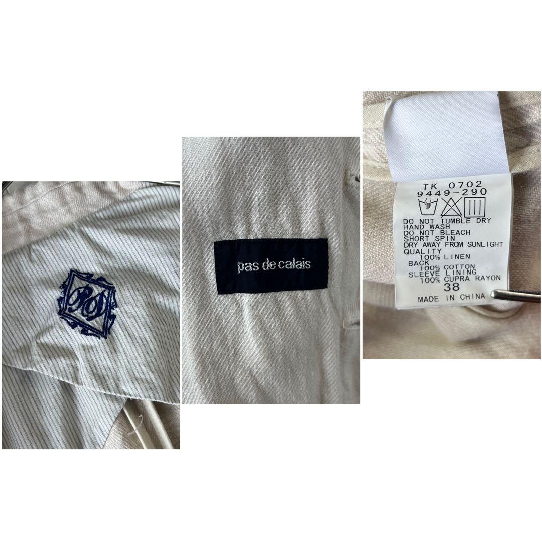 pas de calais リネンジャケットコート ベージュ 38