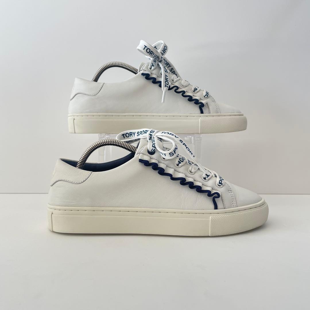 【美品】TORY SPORT フリルデザイン　ホワイト ローカットスニーカー