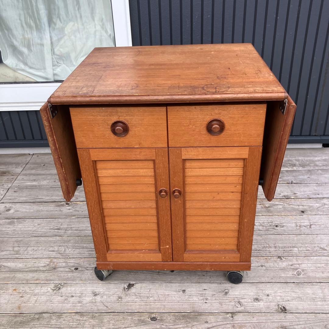 北欧レトロ 木製 バタフライテーブル ダイニングテーブル キャスター付き