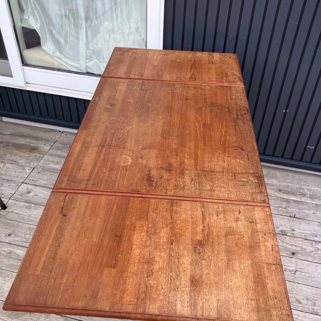 北欧レトロ 木製 バタフライテーブル ダイニングテーブル キャスター付き