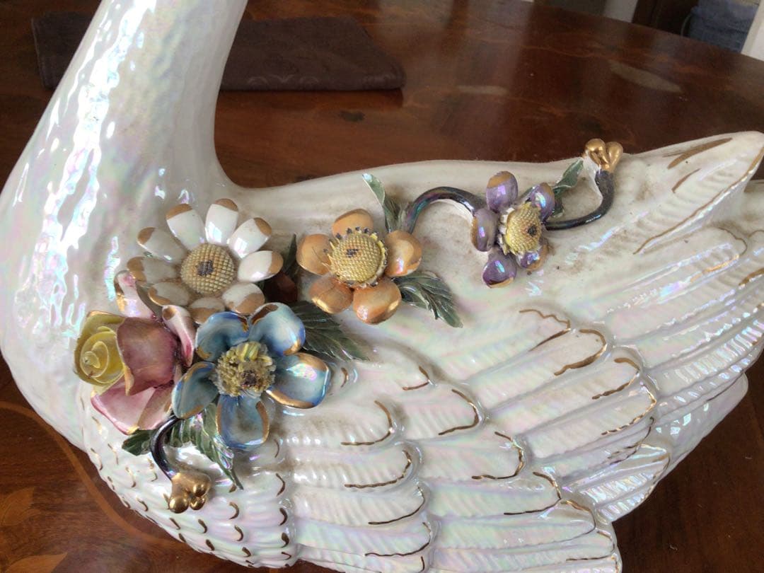 インテリア 置物 インポート ドマン イタリア製 白鳥 陶器