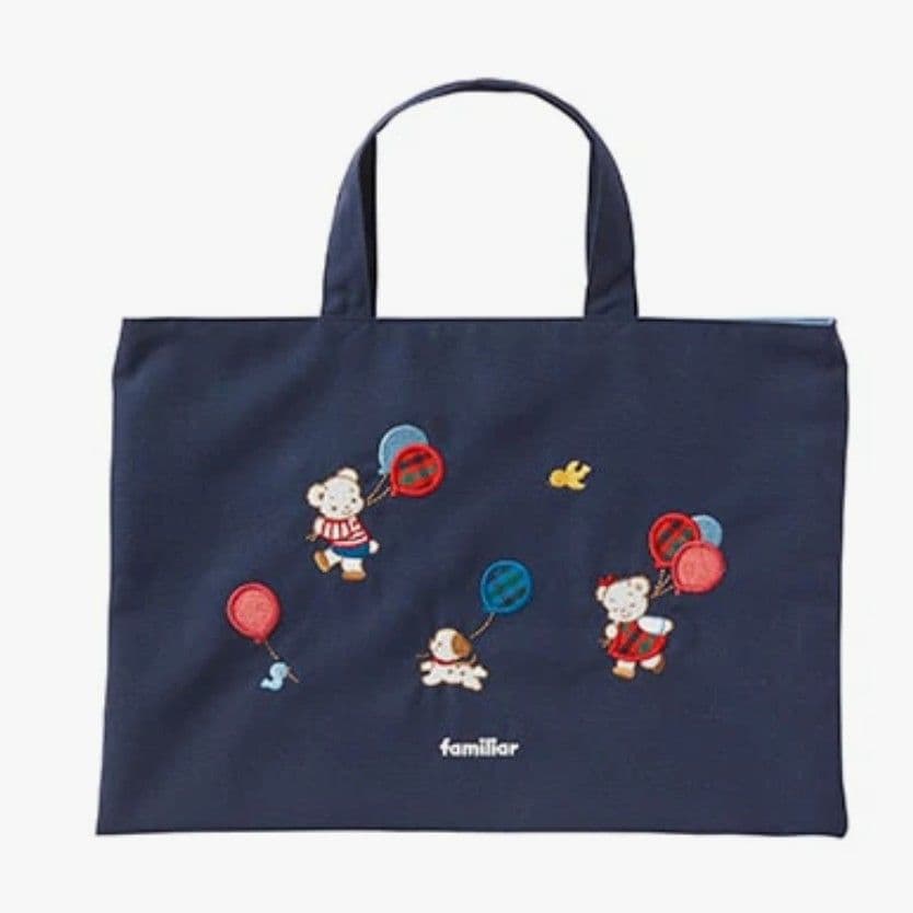 ✨新品タグ付✨ファミリア★レッスンバッグ 風船 刺繍 ネイビー
