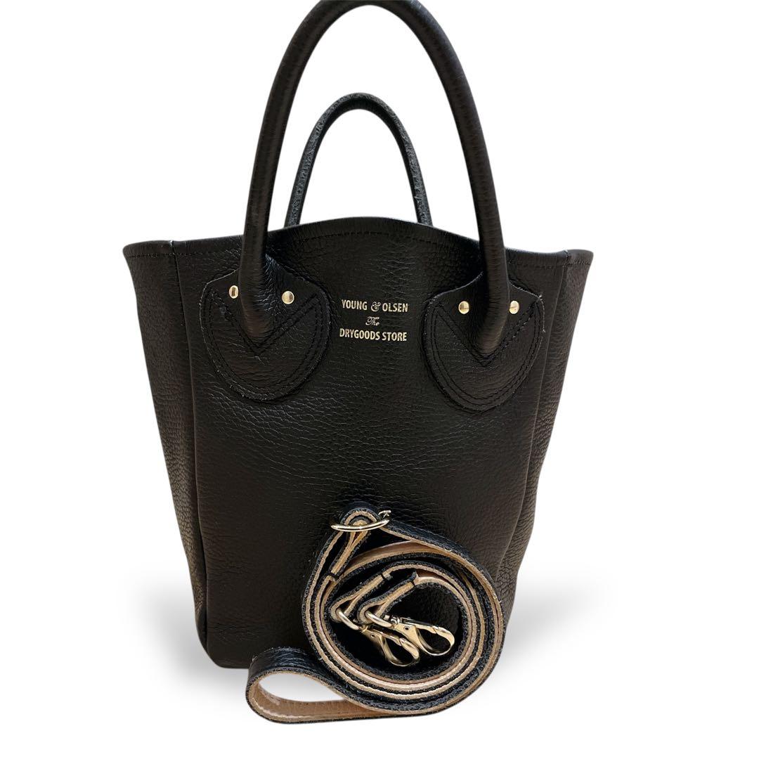 ヤングアンドオルセン プチトートバッグ ショルダー 2WAY ブラック レザー