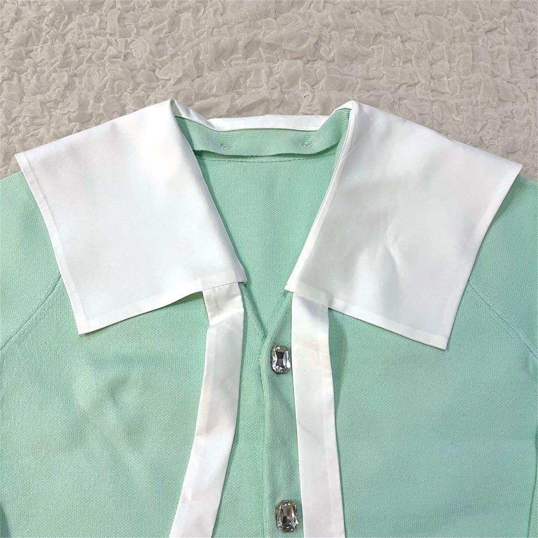 【新品未使用】Bibiy. ビッグカラーニットカーディガン ミントグリーン