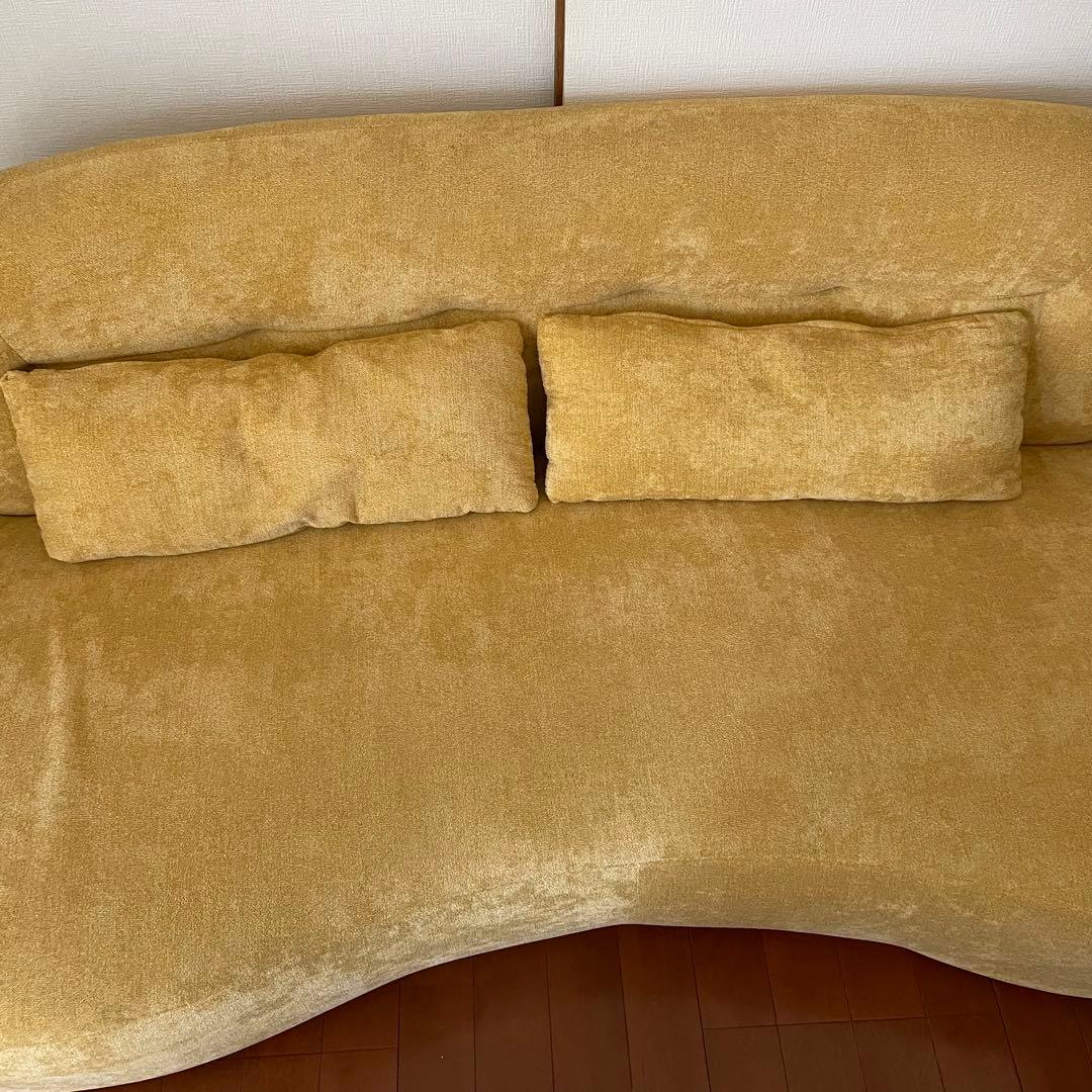 ロータイプ　ソファ 黄色 2.5人 オシャレ マナベインテリアハーツ 美品