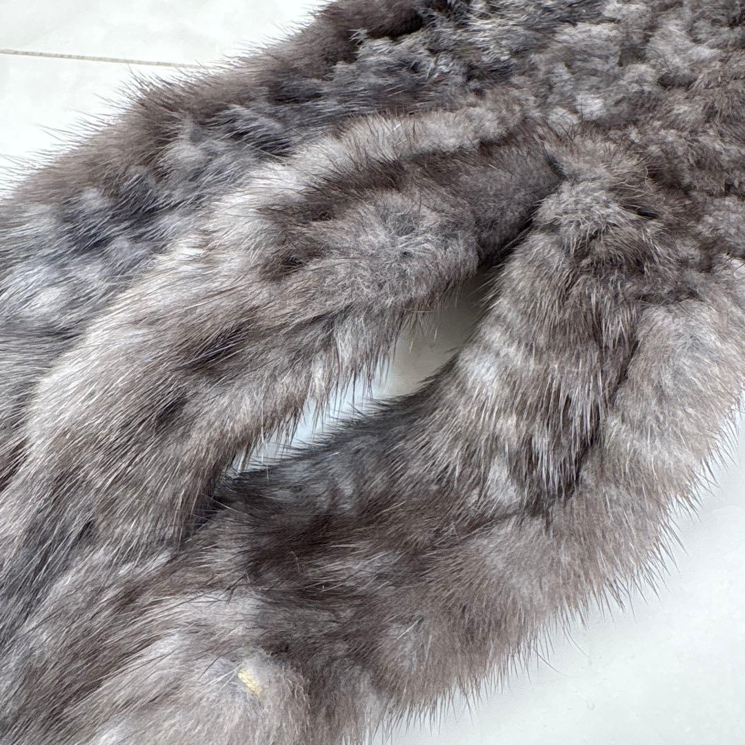 新品　ミンクファー　ミンクマフラー　ストール　ショール　マフラー　ミンク　グレー