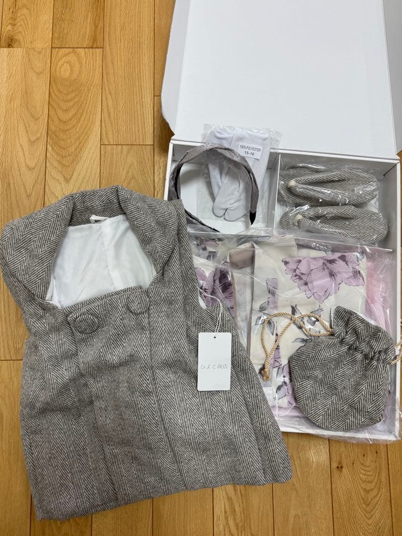 七五三　ひよこ商店 utatane 3歳　着物被布コート　フルセット