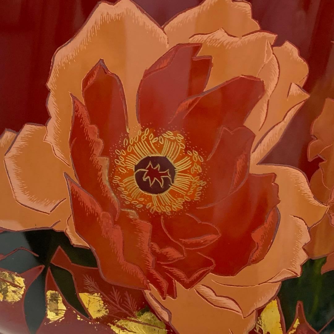 彫漆　存清　漆器　花瓶