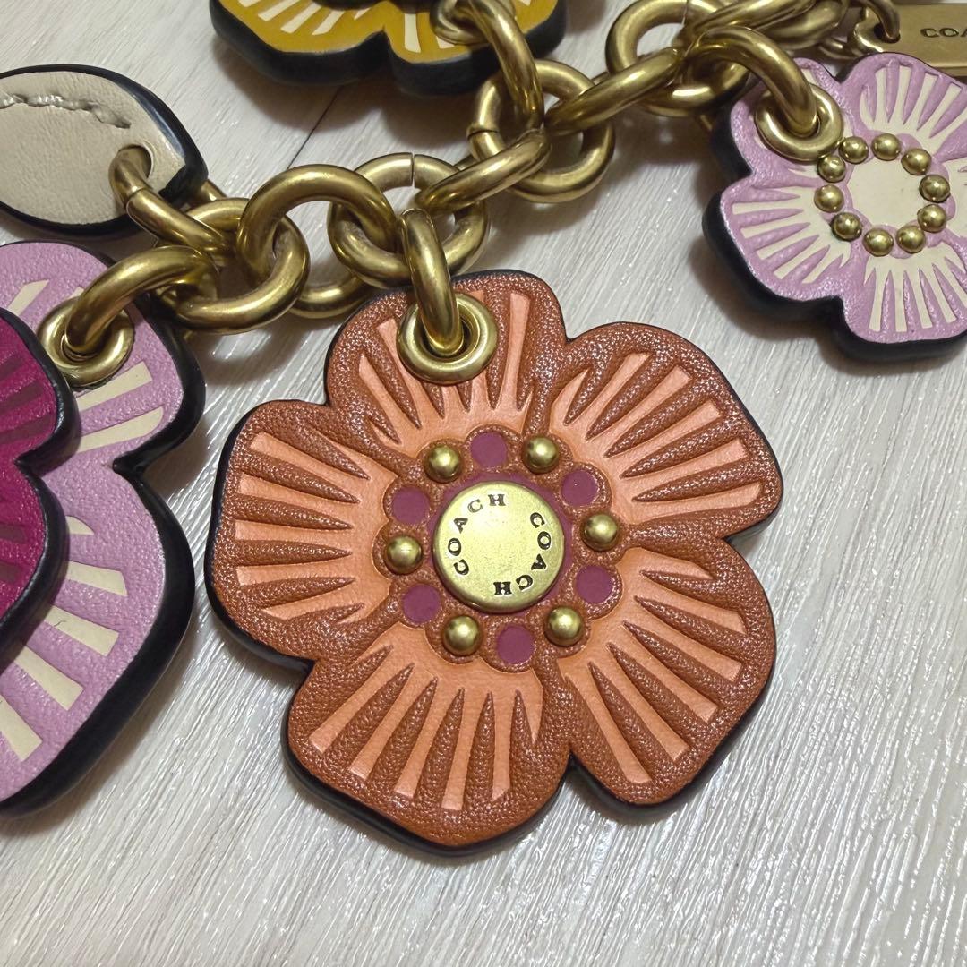 COACH ティーローズ バッグチャーム キーホルダー フラワー 花 オレンジ