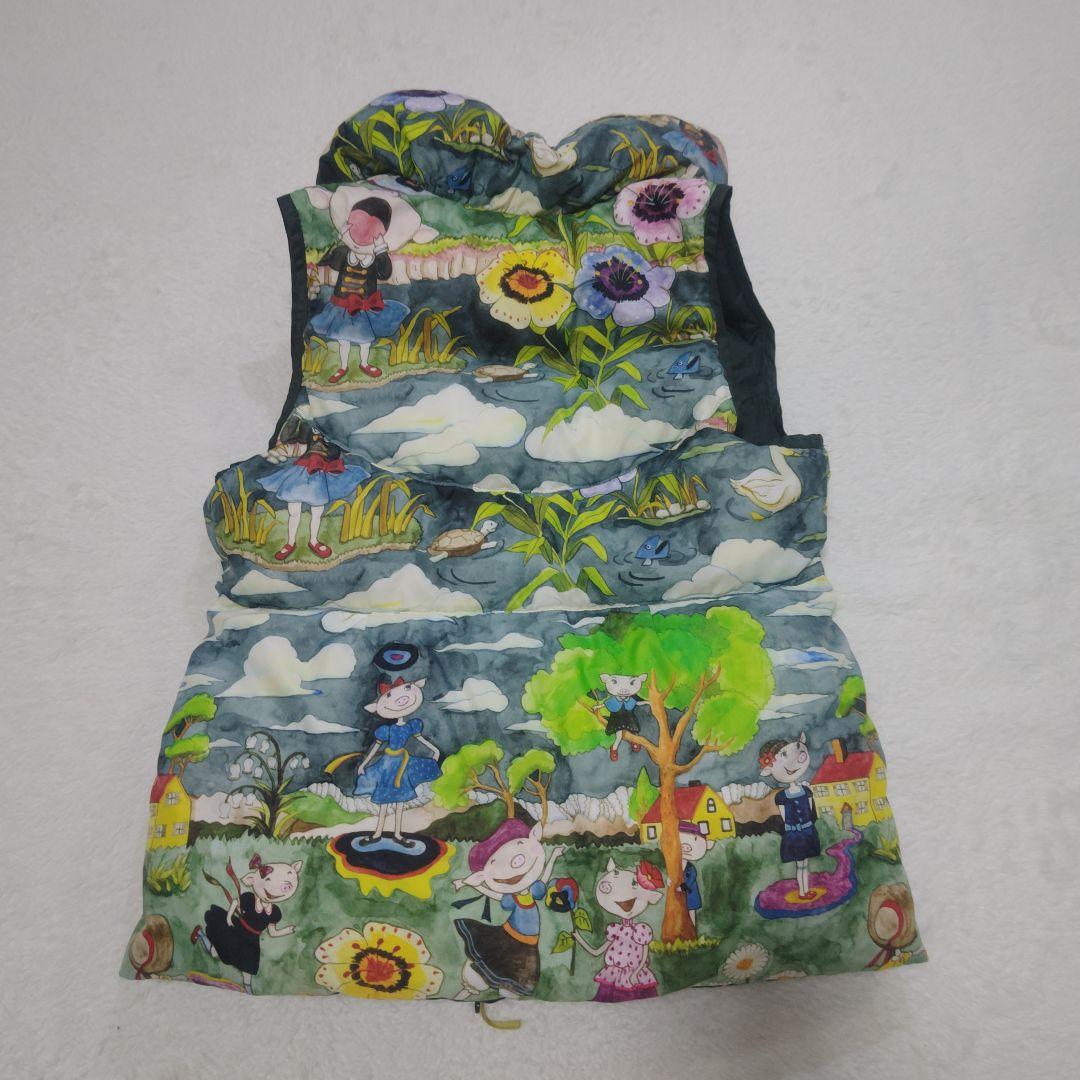 アルベロベロ ブタさん 花柄 リバーシブル ダウンベスト