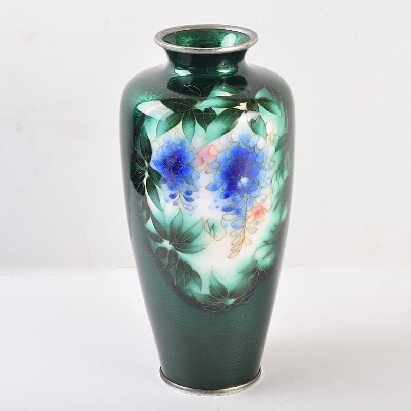 七宝焼　安藤七宝店　透釉　藤文　花瓶　M　R9142