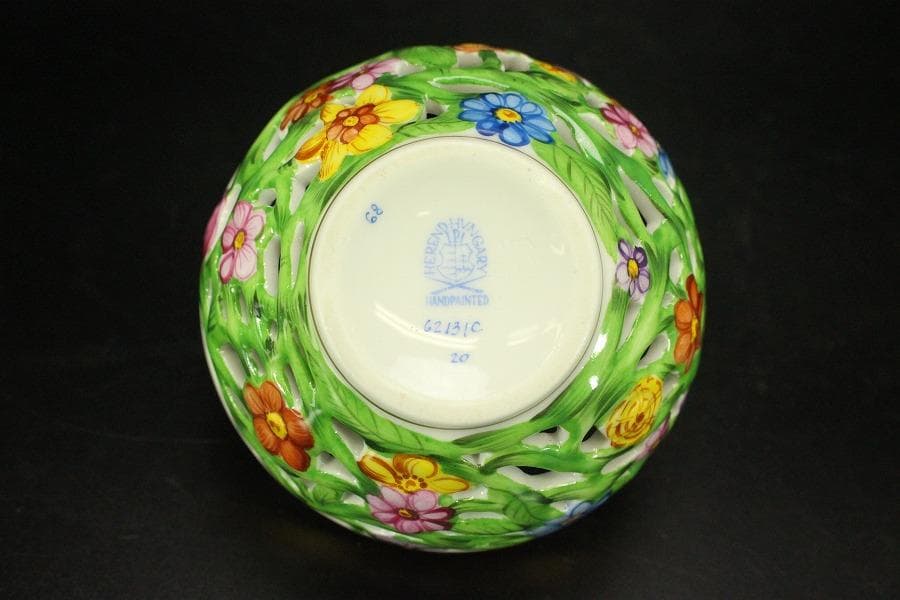 HEREND HVNGARY 小物入れ 透かし ボンボン入れ(メ1574)