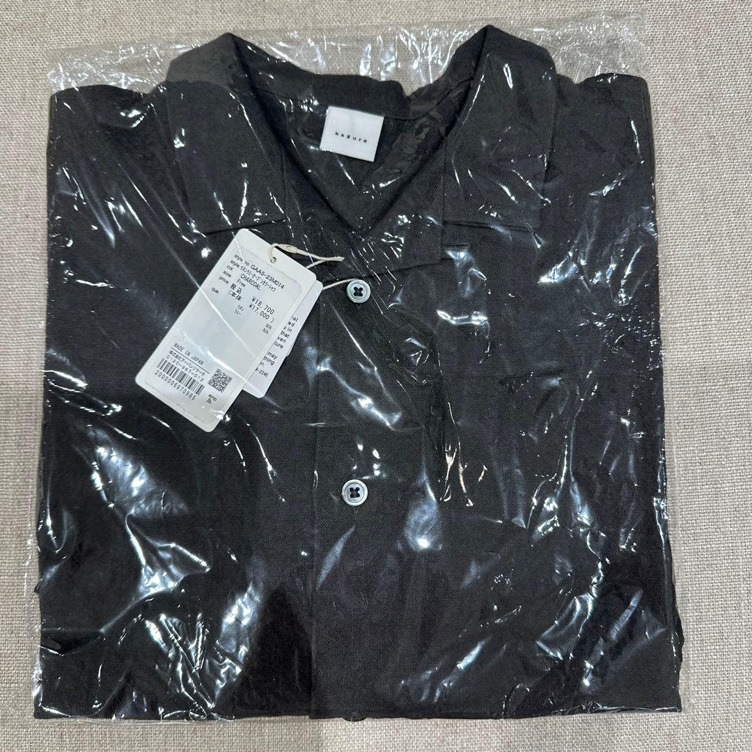 新品タグ付◆ CHARCOAL かぐれ リネンラミーオープンカラーシャツ