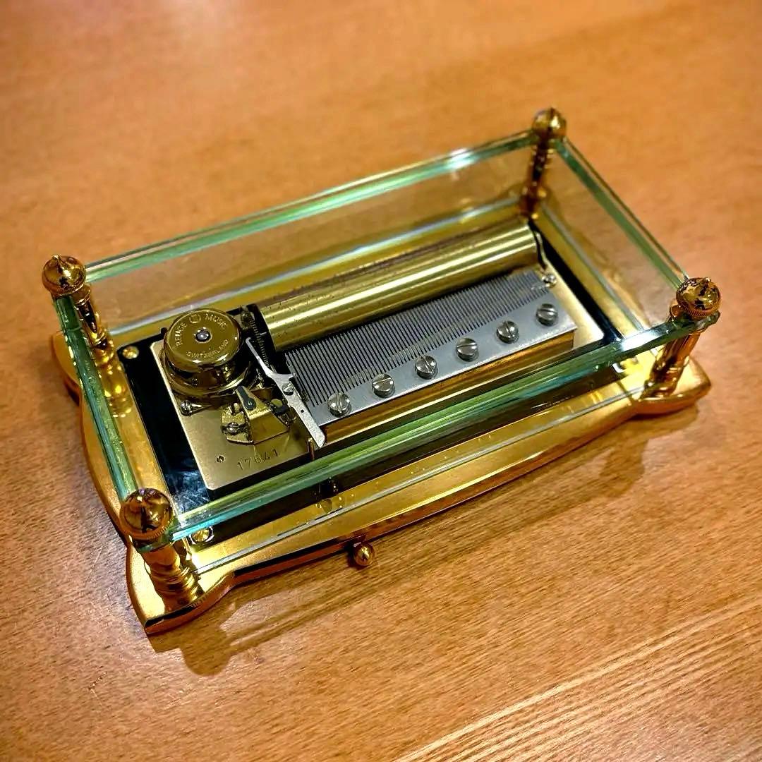 美品 REUGE リュージュ ガラスボックス 72弁 オルゴール クリスマス