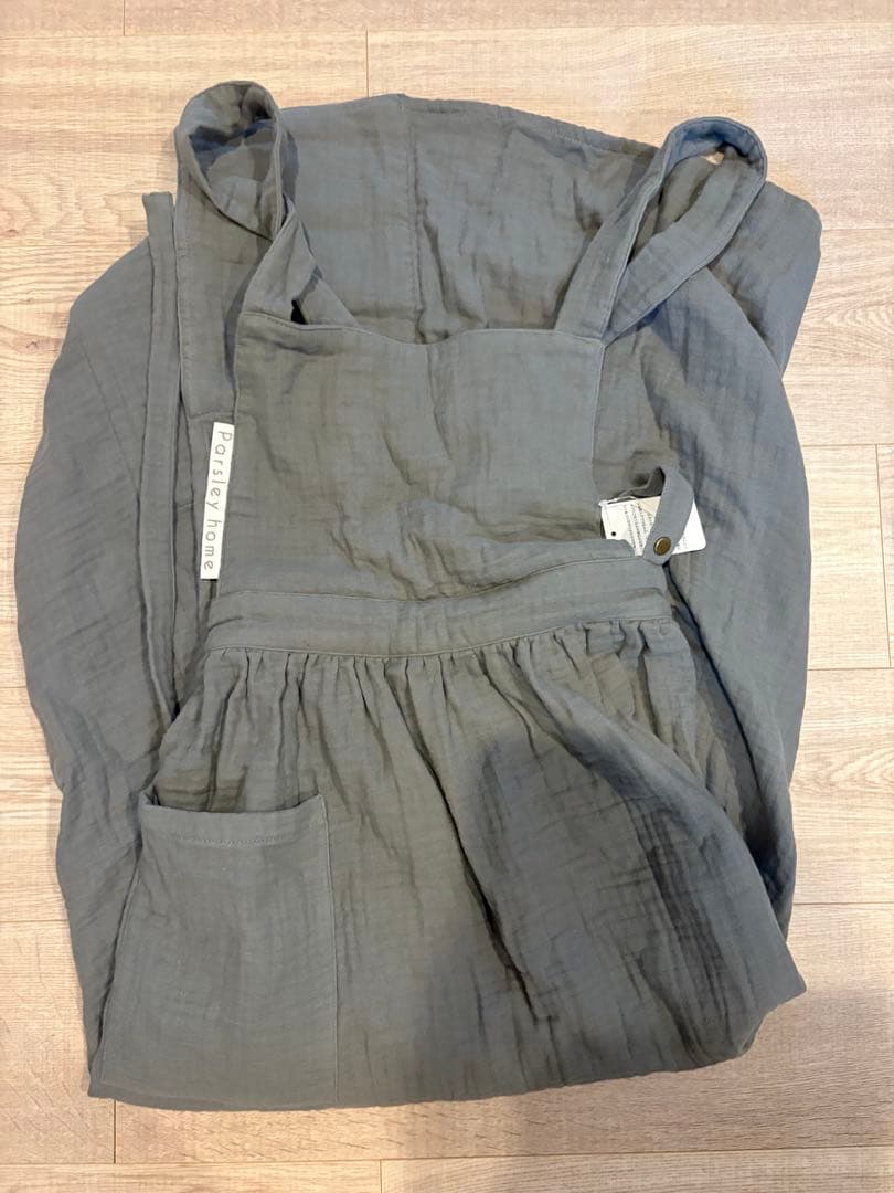 パセリ　parsley辻希美　グレー　コットンガーゼエプロン