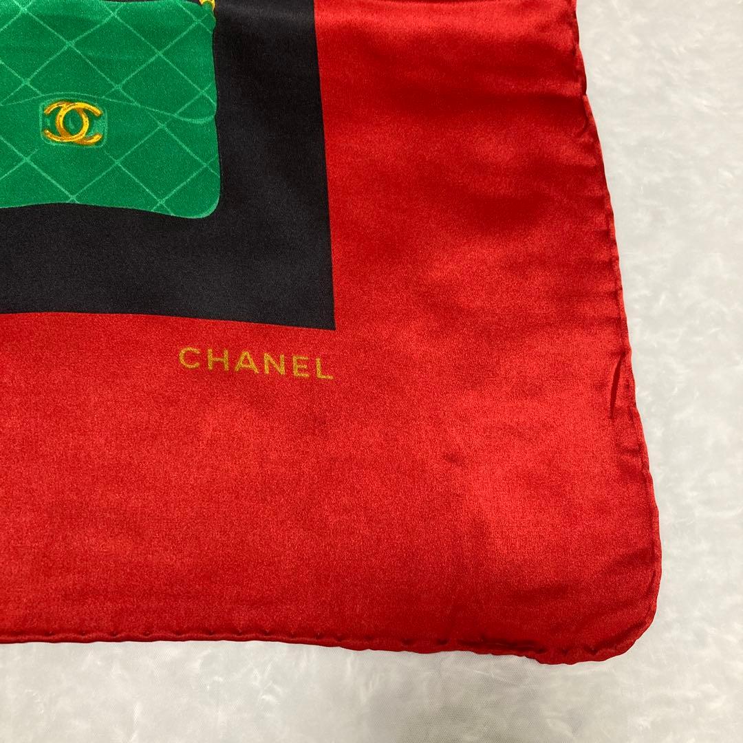 CHANELシルク大判スカーフ★美品.マトラッセ.バッグ柄.ヴィンテージ、タグ付