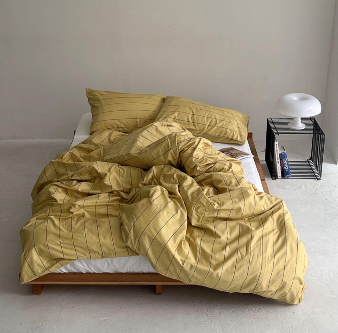 【ART OF BLACK】 イエロー ペンシルストライプ 布団カバーセット