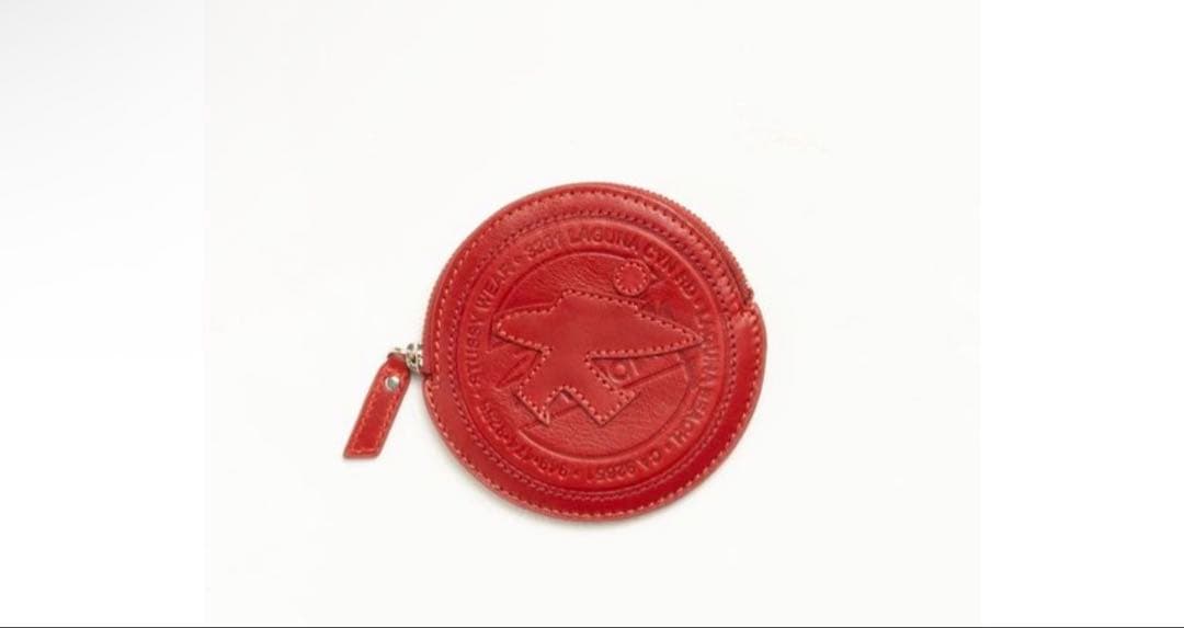 STUSSY SURF DOT レザー ポーチ ロゴ 財布