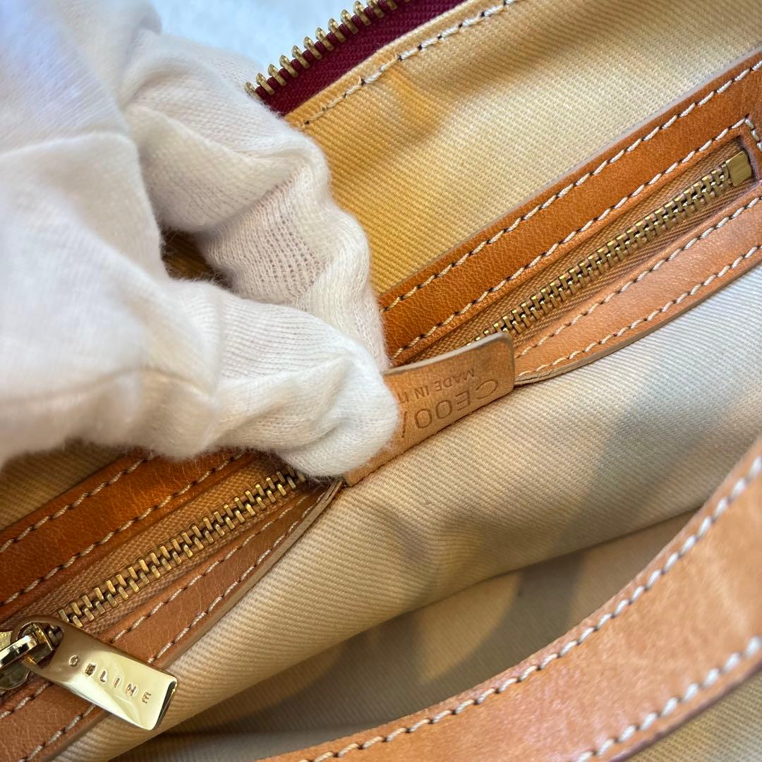 極美品✨　CELINE アクセサリーポーチ　Cマカダム　総柄　キャンバス　赤