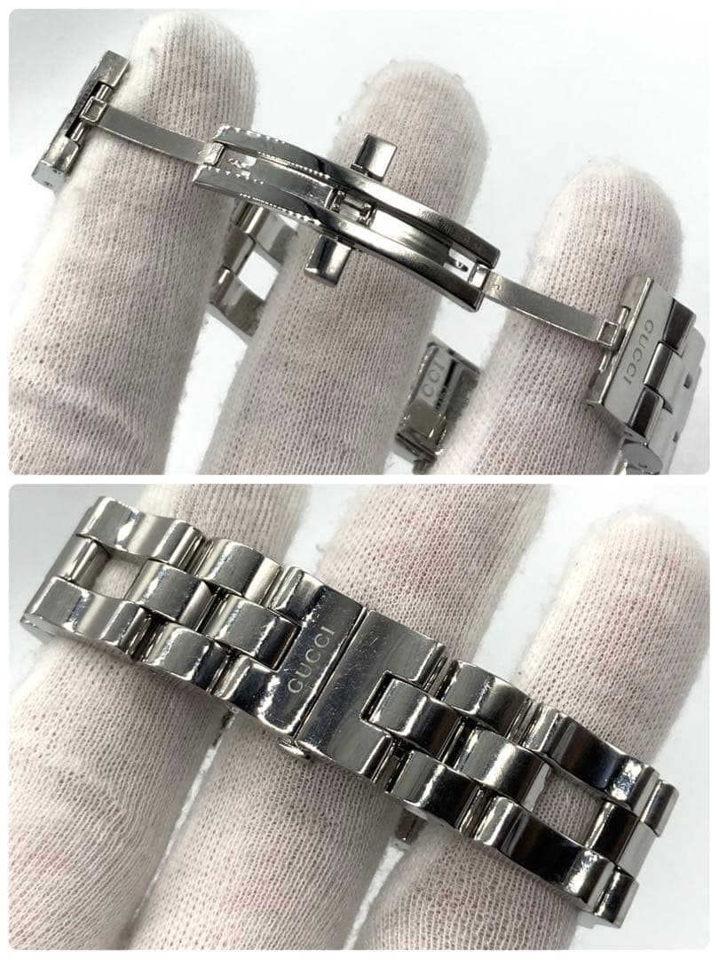 【稼動】 グッチ 腕時計 2305L QZ スクエア 黒文字盤 レディース