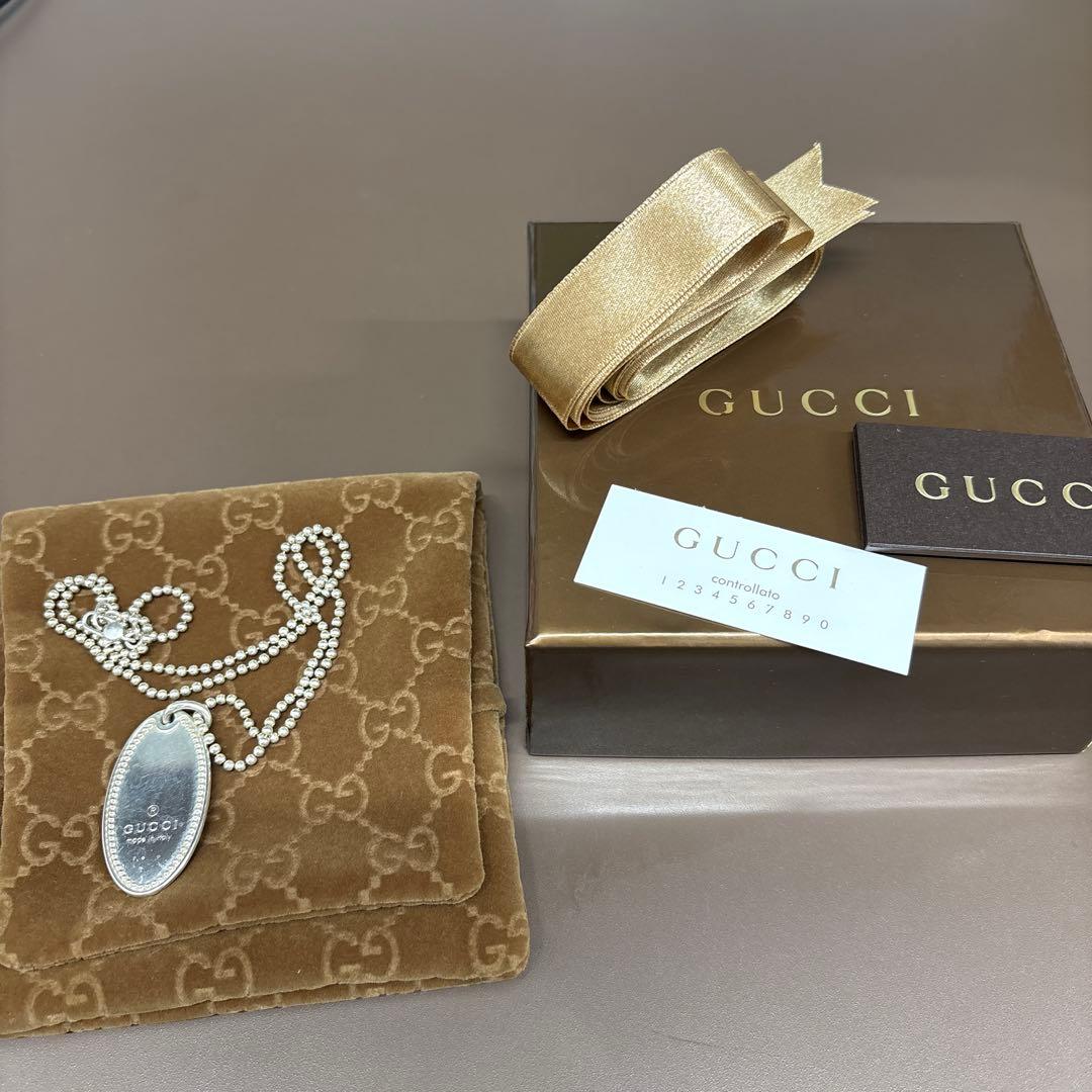GUCCI ドッグタグ プレート ネックレス シルバー925