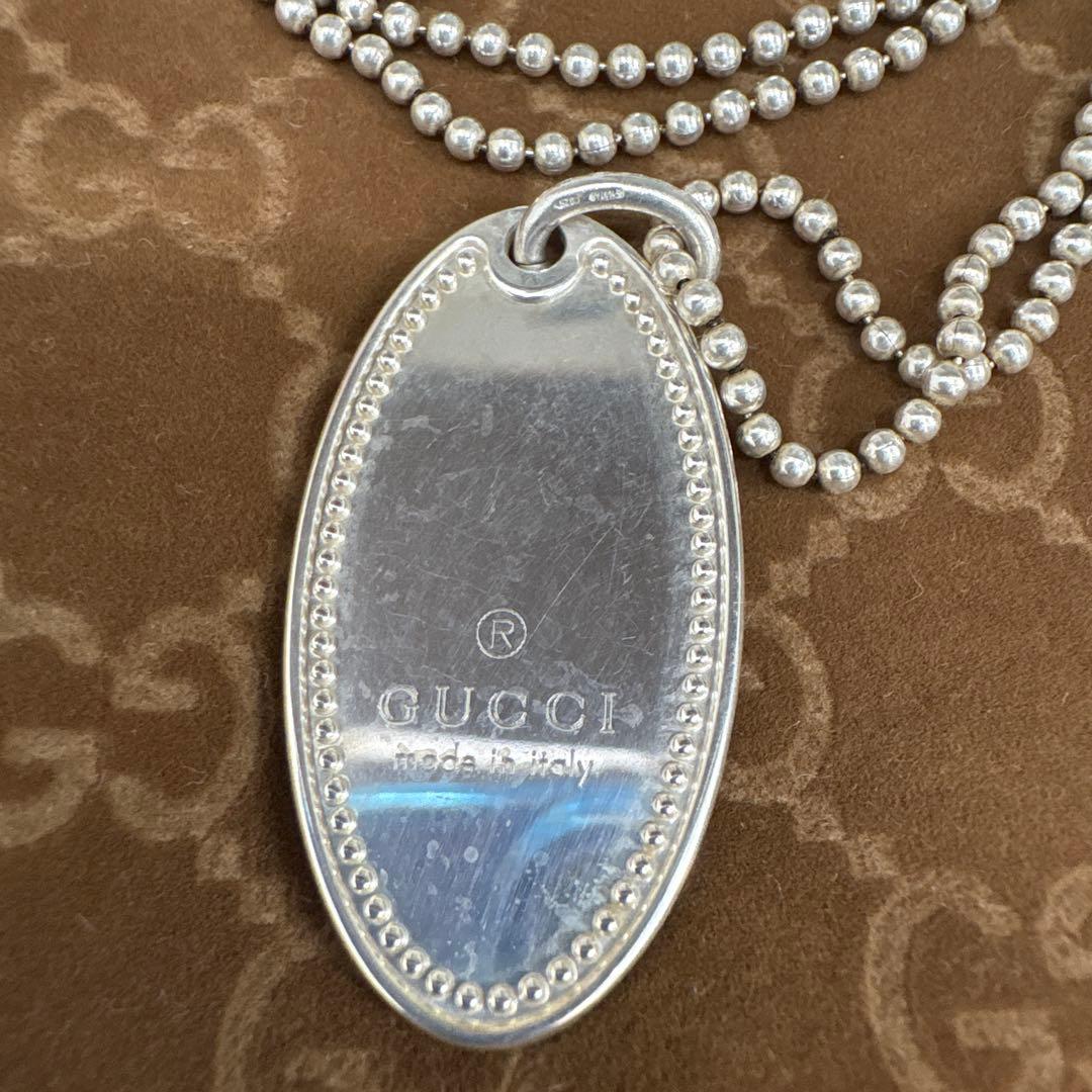 GUCCI ドッグタグ プレート ネックレス シルバー925
